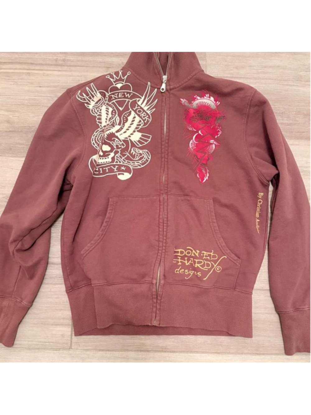 Ed Hardy Vintage original brown zip up hoodie from 2000s #tattoo #edhardy#y2k#v - Picture 3 of 6